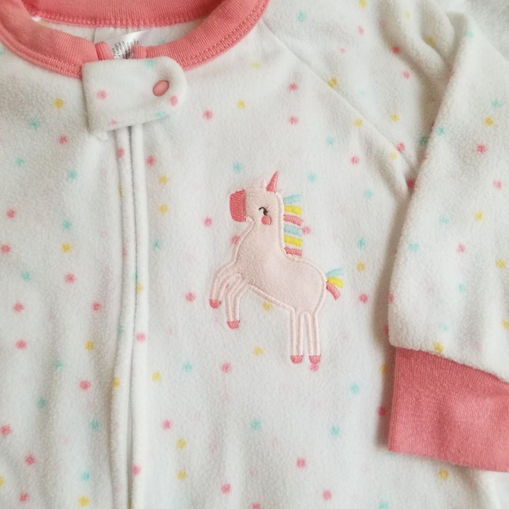 White Unicorn Footie Pajamas for Girls